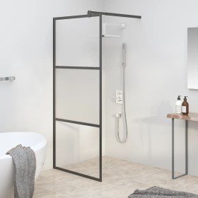 Mampara de ducha vidrio ESG semiesmerilado negro 80x195 cm