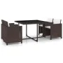 Set de comedor jardín 5 pzas y cojines ratán sintético marrón de vidaXL, Conjuntos de jardín - Ref: Foro24-43899, Precio: 261...