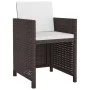 Set de comedor jardín 5 pzas y cojines ratán sintético marrón de vidaXL, Conjuntos de jardín - Ref: Foro24-43899, Precio: 261...