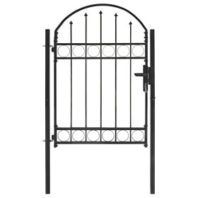 Gartentor mit Oberbogen 100x125 cm aus schwarzem Stahl von vidaXL, Gartentore - Ref: Foro24-143085, Preis: 195,02 €, Rabatt: %