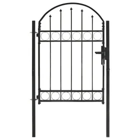 Gartentor mit Oberbogen 100x125 cm aus schwarzem Stahl von vidaXL, Gartentore - Ref: Foro24-143085, Preis: 208,88 €, Rabatt: %