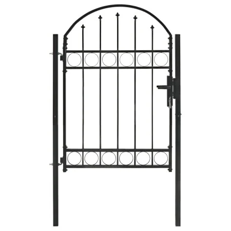 Gartentor mit Oberbogen 100x125 cm aus schwarzem Stahl von vidaXL, Gartentore - Ref: Foro24-143085, Preis: 208,88 €, Rabatt: %