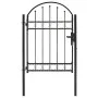 Gartentor mit Oberbogen 100x125 cm aus schwarzem Stahl von vidaXL, Gartentore - Ref: Foro24-143085, Preis: 208,88 €, Rabatt: %