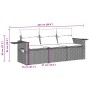 Set sofás de jardín 3 piezas y cojines ratán sintético marrón