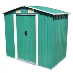 Caseta de jardín de metal 204x132x186 cm verde de vidaXL, Cobertizos - Ref: Foro24-42909, Precio: 227,14 €, Descuento: %