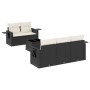 Set de sofás de jardín 6 piezas y cojines ratán sintético negro