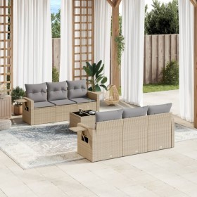 Set sofás de jardín 7 piezas y cojines ratán sintético beige Set sofás de jardín 7 piezas y cojines ratán sintético beige