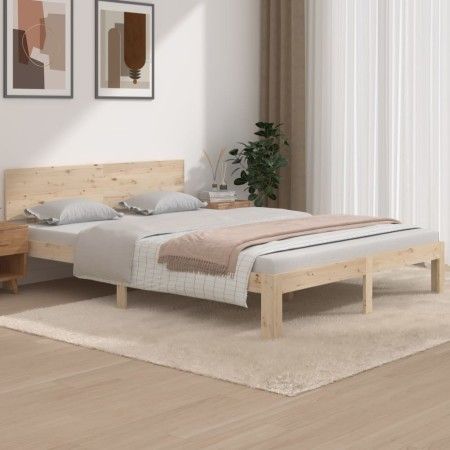Solid wood bed frame 150x200 cm by vidaXL, Beds and slatted bases - Ref: Foro24-810500, Price: 118,51 €, Discount: %