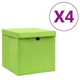 Cajas de almacenaje con tapas 4 uds verde 28x28x28 cm Cajas de almacenaje con tapas 4 uds verde 28x28x28 cm