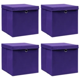 Storage boxes with lids 4 pcs purple fabric 32x32x32 cm by vidaXL, Storage baskets - Ref: Foro24-288354, Price: 31,07 €, Disc...