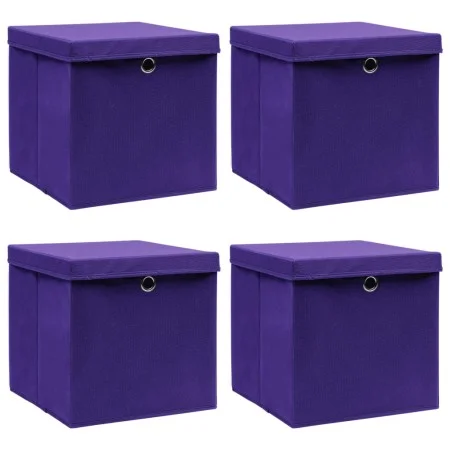 Storage boxes with lids 4 pcs purple fabric 32x32x32 cm by vidaXL, Storage baskets - Ref: Foro24-288354, Price: 31,07 €, Disc...