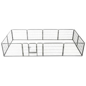 Dog pen 12 steel panels 80x60 cm black by vidaXL, Dog kennels and fences - Ref: Foro24-170573, Price: 194,18 €, Discount: %