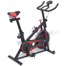 Bicicleta estática con sensores de pulso negra y roja de vidaXL, Bicicletas estáticas - Ref: Foro24-91190, Precio: 244,88 €, ...