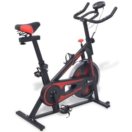 Schwarz-rotes Heimtrainer mit Pulssensoren von vidaXL, Stationäre Fahrräder - Ref: Foro24-91190, Preis: 244,88 €, Rabatt: %