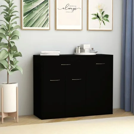 Aparador de madera contrachapada negro 88x30x70 cm de vidaXL, Aparadores - Ref: Foro24-800676, Precio: 72,48 €, Descuento: %