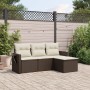 Set de sofás de jardín 4 pzas y cojines ratán sintético marrón