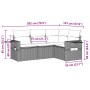 Set de sofás de jardín 4 pzas y cojines ratán sintético gris