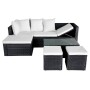 4-teiliges Gartenmöbel-Set und schwarze synthetische Rattankissen von vidaXL, Gartensets - Ref: Foro24-42586, Preis: 446,44 €...