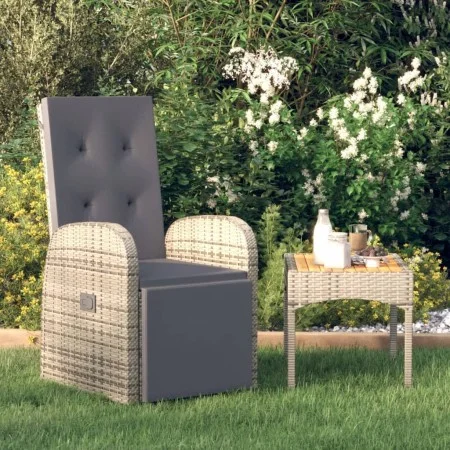 Garden recliner with gray synthetic rattan cushion by vidaXL, Garden chairs - Ref: Foro24-47677, Price: 149,64 €, Discount: %
