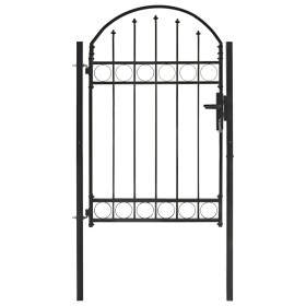 Gartentor mit Oberbogen 100x150 cm aus schwarzem Stahl von vidaXL, Gartentore - Ref: Foro24-143086, Preis: 180,97 €, Rabatt: %