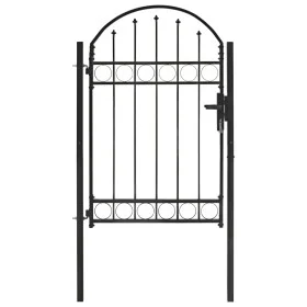 Puerta de jardín con arco superior 100x150 cm acero negro de vidaXL, Puertas de jardín - Ref: Foro24-143086, Precio: 199,34 €...