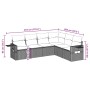 Set de sofás de jardín 6 piezas y cojines ratán sintético negro