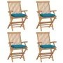 Gartenstühle 4 Stück Teakholz mit hellblauen Kissen von vidaXL, Gartenstühle - Ref: Foro24-3065636, Preis: 353,53 €, Rabatt: %