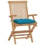 Gartenstühle 4 Stück Teakholz mit hellblauen Kissen von vidaXL, Gartenstühle - Ref: Foro24-3065636, Preis: 353,53 €, Rabatt: %