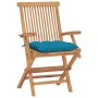 Gartenstühle 4 Stück Teakholz mit hellblauen Kissen von vidaXL, Gartenstühle - Ref: Foro24-3065636, Preis: 386,72 €, Rabatt: %