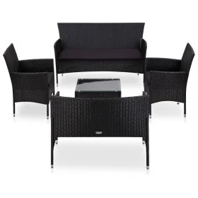 5-teiliges Gartenmöbel-Set und Kissen Kunstrattan schwarz von vidaXL, Gartensets - Ref: Foro24-45895, Preis: 245,48 €, Rabatt: %
