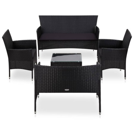5-teiliges Gartenmöbel-Set und Kissen Kunstrattan schwarz von vidaXL, Gartensets - Ref: Foro24-45895, Preis: 279,17 €, Rabatt: %