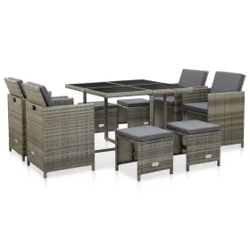 Garden dining set 9 pieces and gray synthetic rattan cushions by vidaXL, Garden sets - Ref: Foro24-46536, Price: 532,36 €, Di...