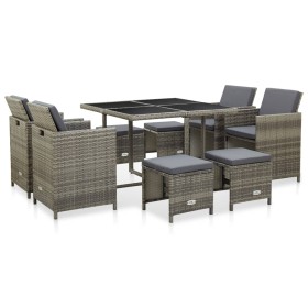 Garten-Essgruppe 9-teilig und graue synthetische Rattankissen von vidaXL, Gartensets - Ref: Foro24-46536, Preis: 539,91 €, Ra...