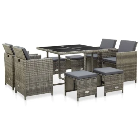 Garden dining set 9 pieces and gray synthetic rattan cushions by vidaXL, Garden sets - Ref: Foro24-46536, Price: 532,36 €, Di...
