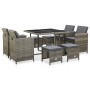 Garden dining set 9 pieces and gray synthetic rattan cushions by vidaXL, Garden sets - Ref: Foro24-46536, Price: 539,91 €, Di...