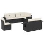 Set de sofás de jardín 8 piezas y cojines ratán sintético negro