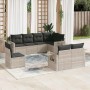 Set de sofás de jardín 8 pzas y cojines ratán sintético gris
