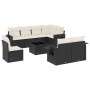 Set de sofás de jardín 8 piezas y cojines ratán sintético negro