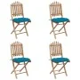 Folding garden dining set with cushions 5 pieces bamboo by vidaXL, Garden sets - Ref: Foro24-3063979, Price: 288,29 €, Discou...