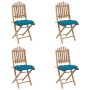 Set de comedor de jardín plegable con cojines 5 piezas bambú de vidaXL, Conjuntos de jardín - Ref: Foro24-3063979, Precio: 26...