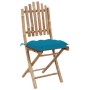 Set de comedor de jardín plegable con cojines 5 piezas bambú de vidaXL, Conjuntos de jardín - Ref: Foro24-3063979, Precio: 26...