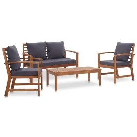 Muebles de jardín 4 piezas con cojines madera acacia maciza de vidaXL, Conjuntos de jardín - Ref: Foro24-47284, Precio: 401,2...