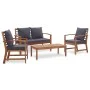 Muebles de jardín 4 piezas con cojines madera acacia maciza de vidaXL, Conjuntos de jardín - Ref: Foro24-47284, Precio: 400,5...