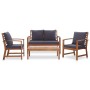Muebles de jardín 4 piezas con cojines madera acacia maciza de vidaXL, Conjuntos de jardín - Ref: Foro24-47284, Precio: 407,1...