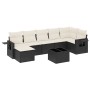 Set de sofás de jardín 8 piezas y cojines ratán sintético negro
