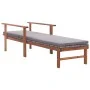 Tumbona con cojín ratán sintético y madera maciza acacia gris de vidaXL, Tumbonas - Ref: Foro24-48705, Precio: 143,98 €, Desc...