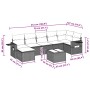 Set de sofás de jardín 8 pzas y cojines ratán sintético gris
