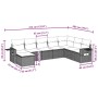 Set de sofás de jardín 8 piezas y cojines ratán sintético negro