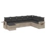 Set de sofás de jardín 8 pzas y cojines ratán sintético gris