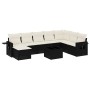 Set de sofás de jardín 8 piezas y cojines ratán sintético negro